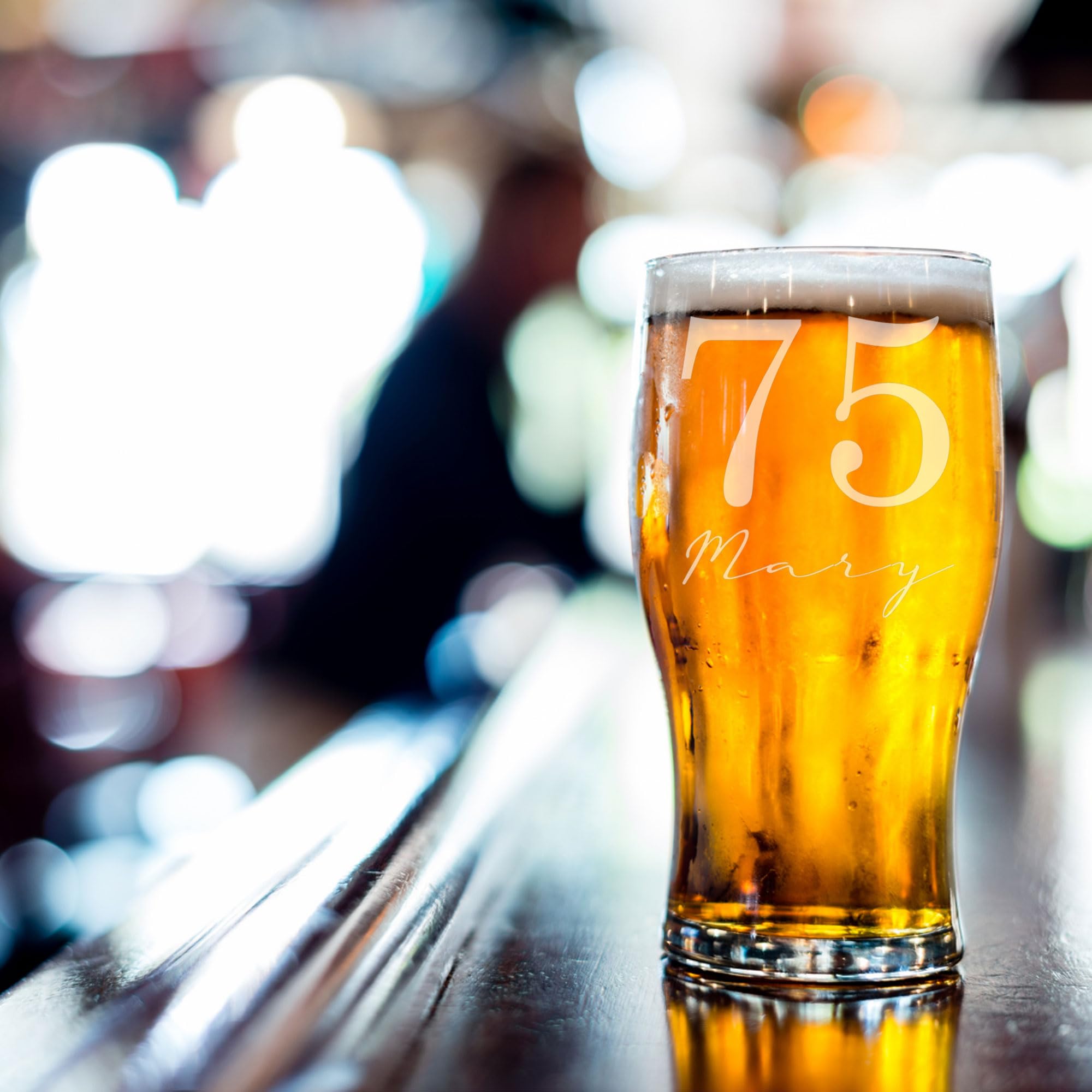 Personalised 75th Birthday Pint Glass with Name